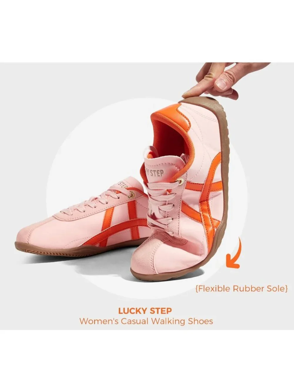 Women's Pink/Orange Lightweight Trendy Fashion Thin Sole Walking Stylish Sneaker